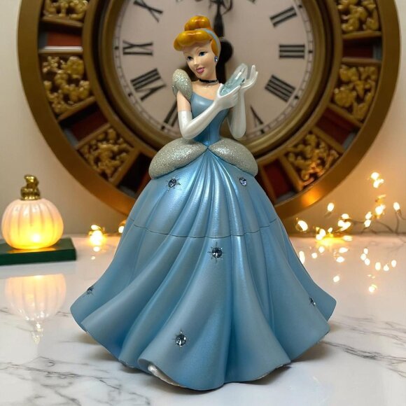 Disney Cinderella Ceramic Trinket Box With Glitter & Gemstone Details READ - Picture 1 of 16